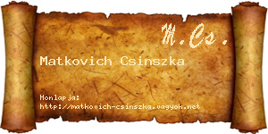 Matkovich Csinszka névjegykártya